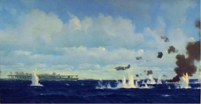 WWII - Midway, art, VT-3 Devastator attacking Soryu