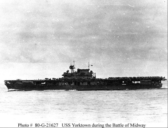 WWII - Midway, Yorktown about to launch her airstrike